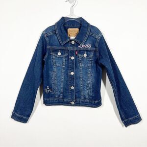 Levi’s Girls Denim Trucker Jacket Embroidered and Patches Girls Size 8-10 Years